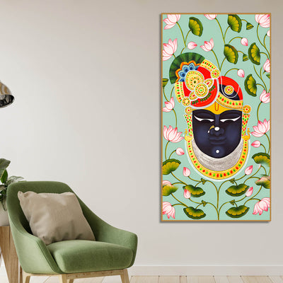 hindu-god-shrinath-ji-face-canvas-painting-lotus-pattern-spiritual-decor