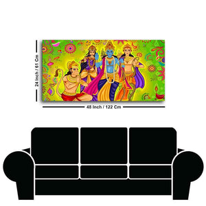 Hindu Gods Shree Ram Darbar Hanuman Premium Canvas Wall Painting