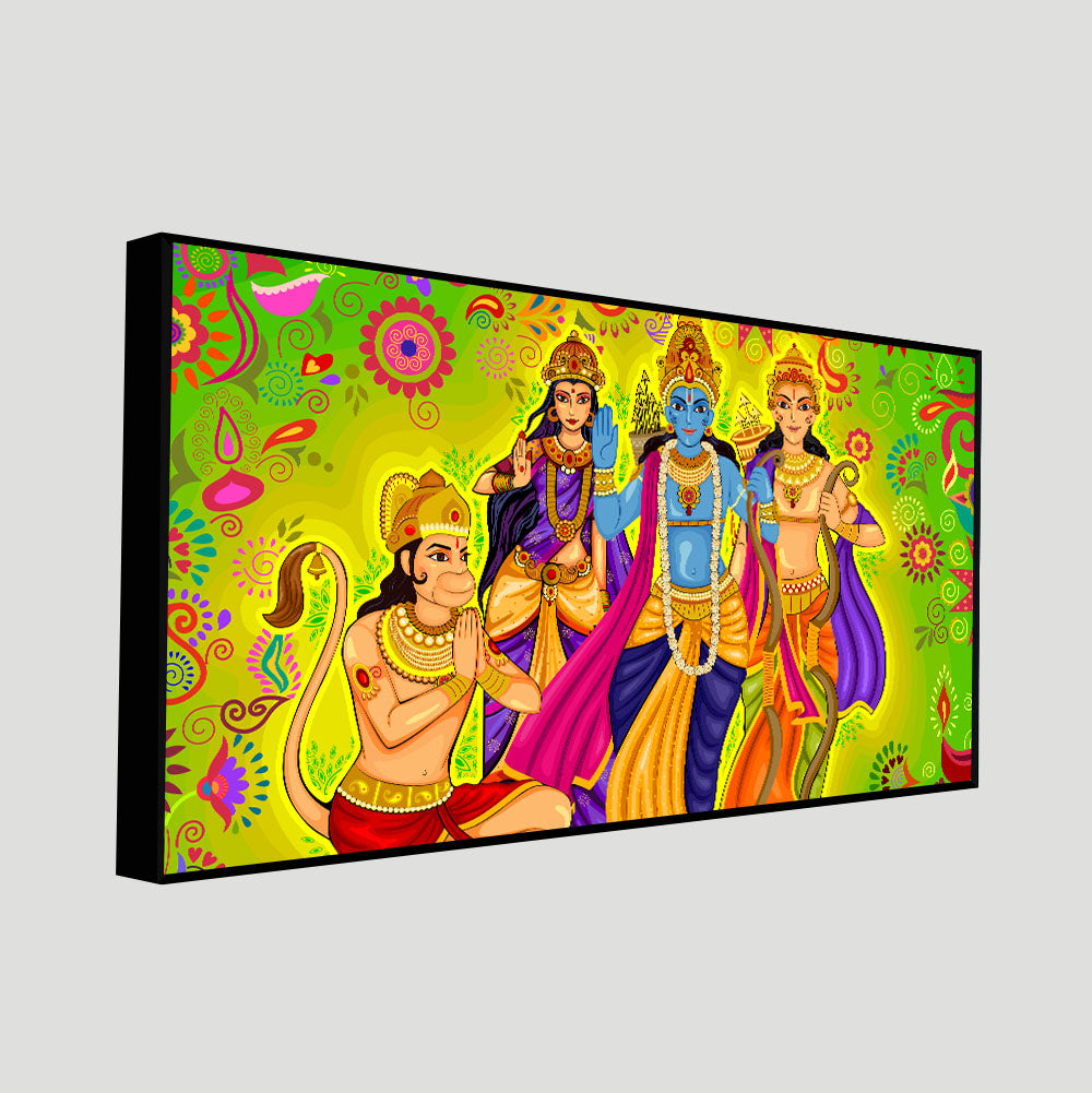 Hindu Gods Shree Ram Darbar Hanuman Premium Canvas Wall Painting