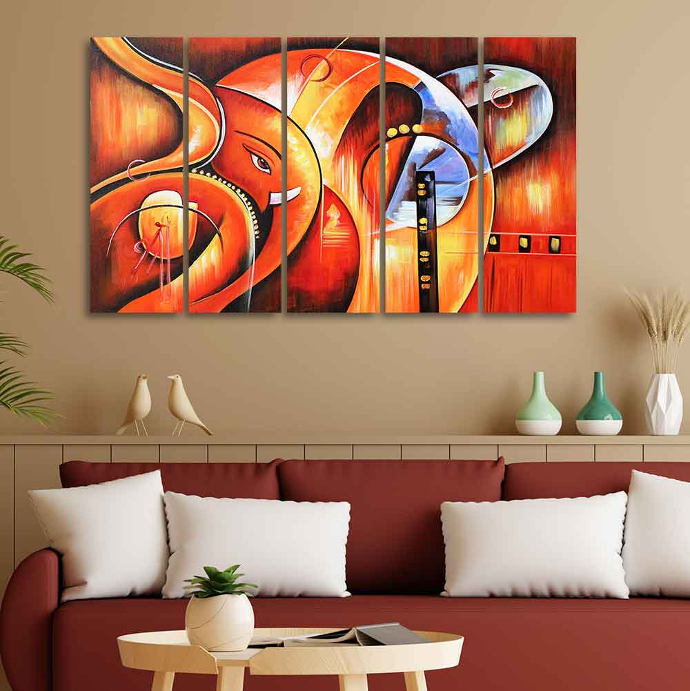 Ganesha Wall Painting of 5 Pieces