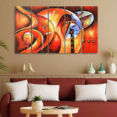 Hindu Lord Ganesha Wall Painting of 5 Pieces