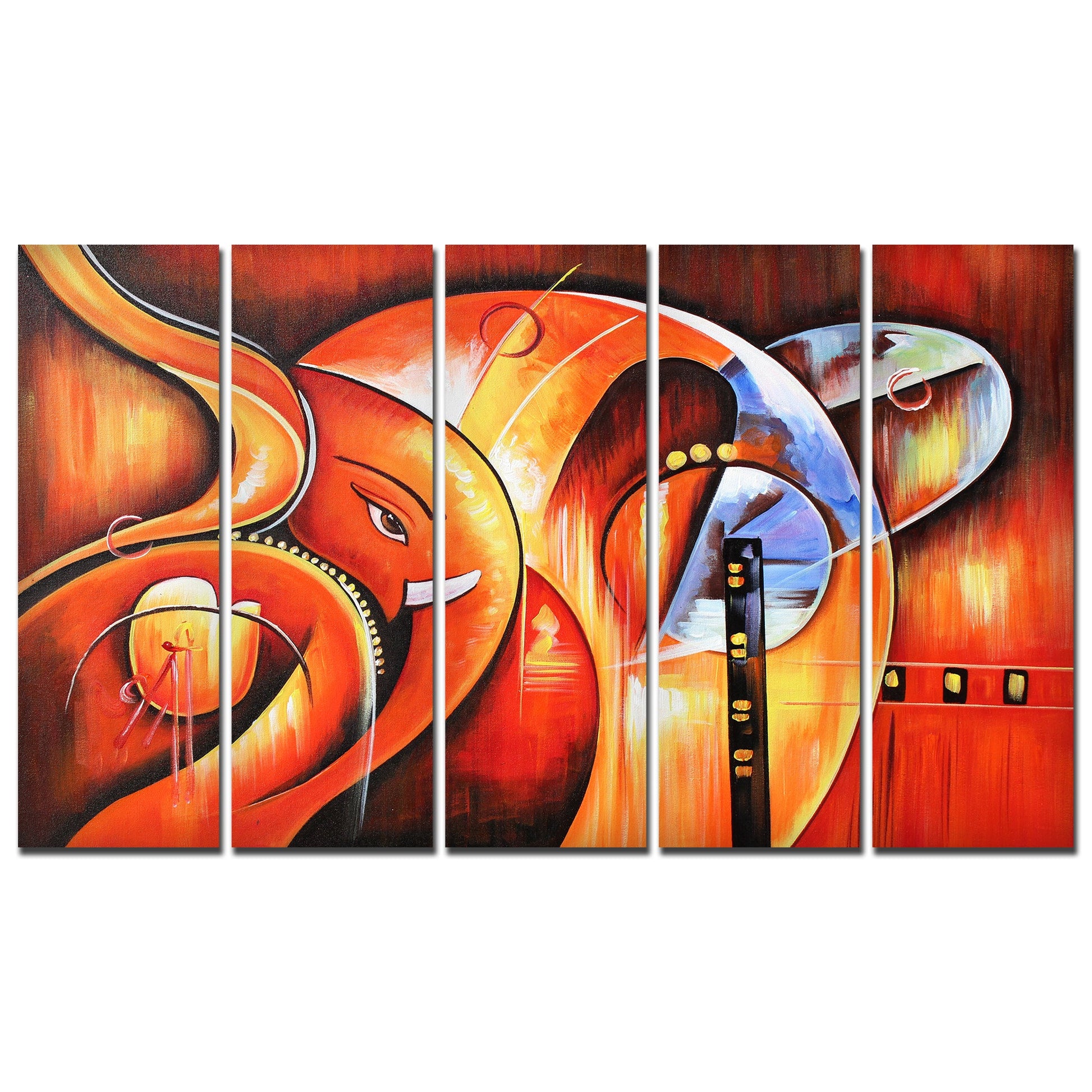 Hindu Lord Ganesha Wall Painting of 5 Pieces