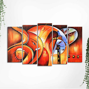 Hindu Lord Ganesha Wall Painting Set of Five Pieces