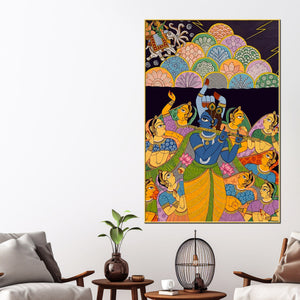 hindu-lord-krishna-raas-scene-canvas-painting-for-living-room-wall