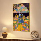 Hindu Lord Krishna Raas Scene Canvas Painting for Living Room Wall