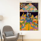 Hindu Lord Krishna Raas Scene Canvas Painting for Living Room Wall