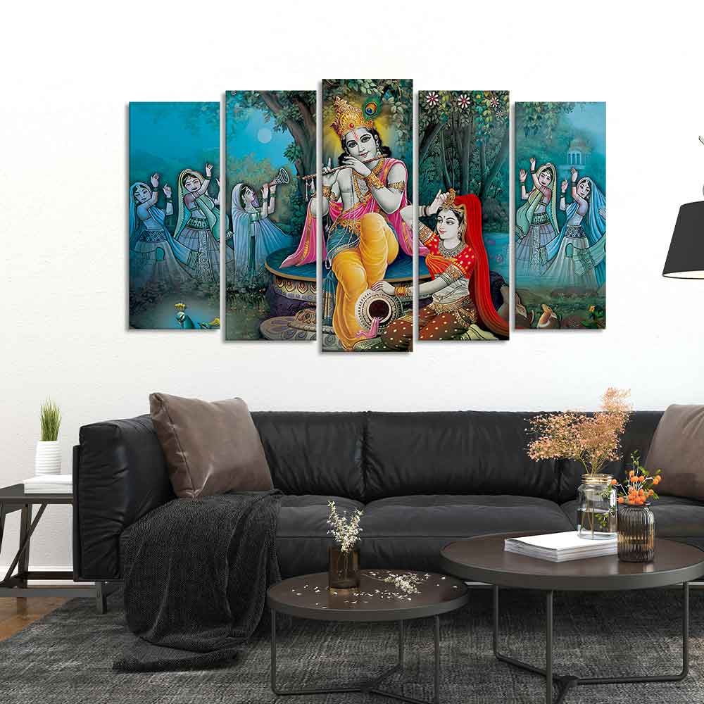 Hindu Lord Radha Krishna Wall Painting Set of Five