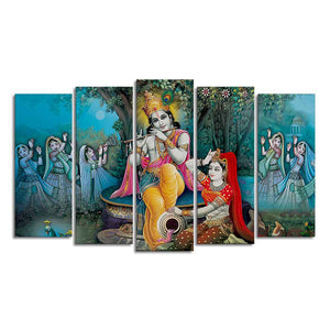 Hindu Lord Radha Krishna Wall Painting Set of Five