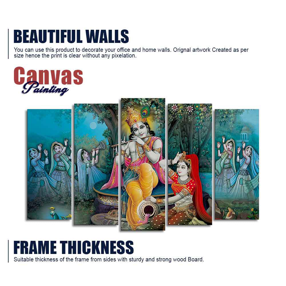 Hindu Lord Radha Krishna Wall Painting Set of Five