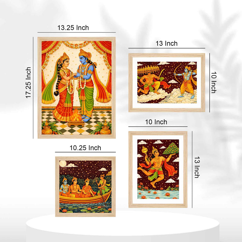 Hindu Mythology Ramayana Wall Frame Set of Four