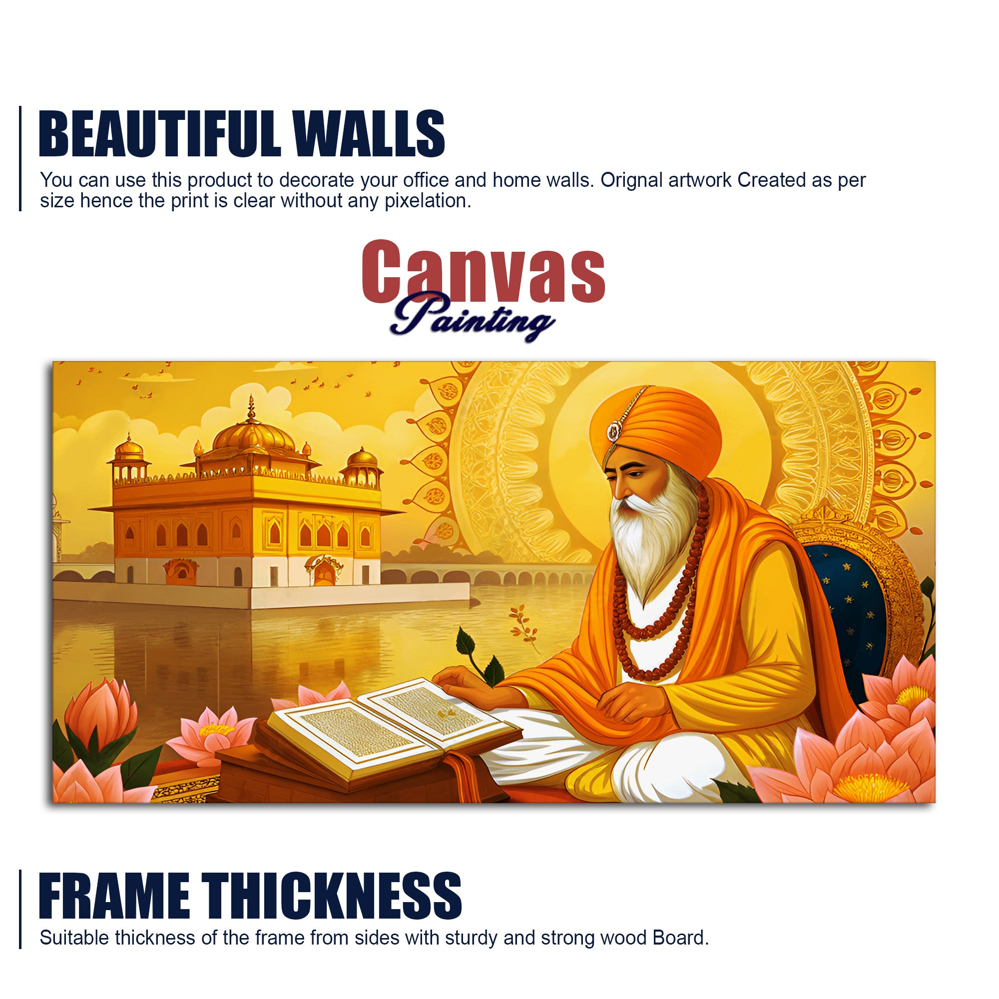 Holy Guru Nanak Dev Ji Canvas Wooden Wall Painting