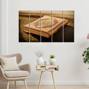 Holy Quran Canvas Muslim Wall Painting Set of Five