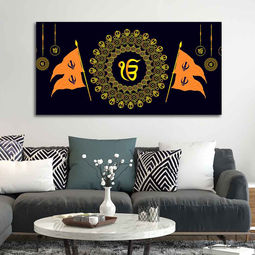 Holy Symbol Of Sikh Religion Canvas Wall Painting