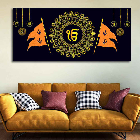 Holy Symbol of Sikh Religion Large Canvas Wall Painting