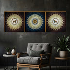 Horse's Grace Crystal Glass Premium Painting Set of 3