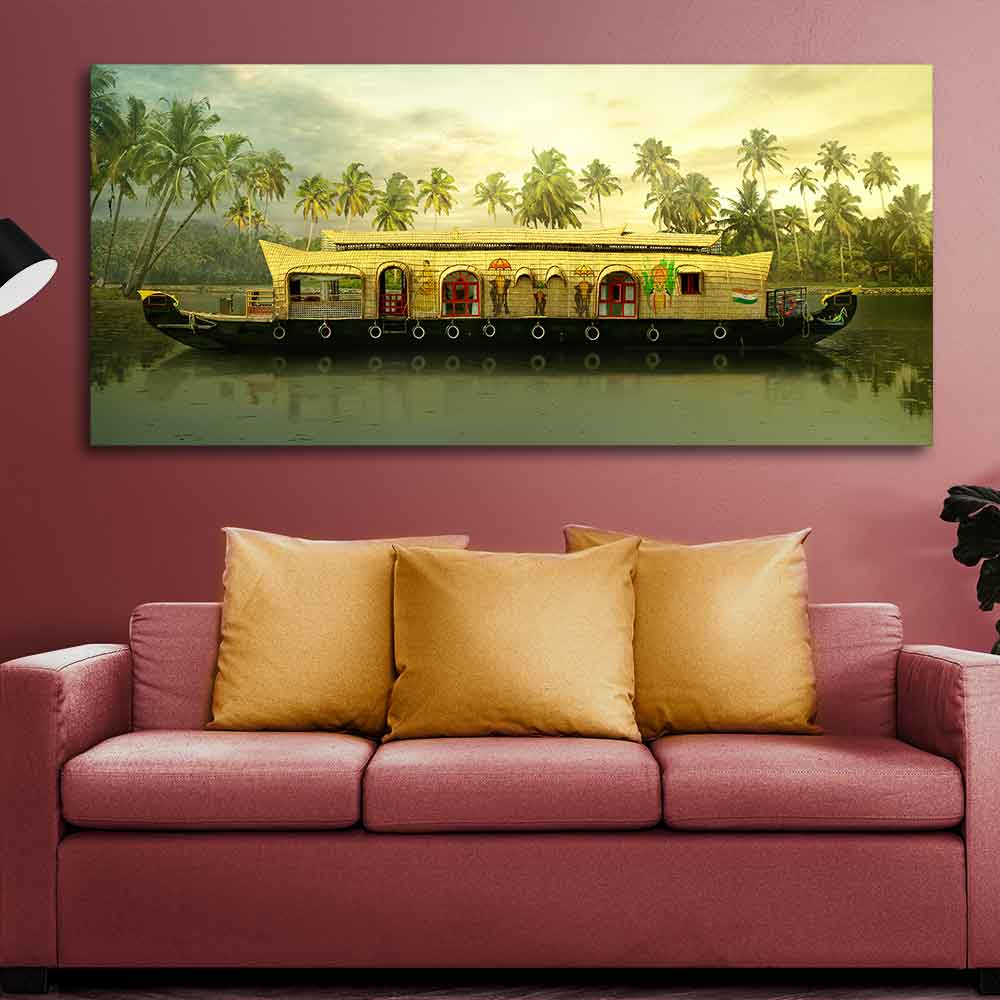 House Boat in Kerala Premium Wall Painting