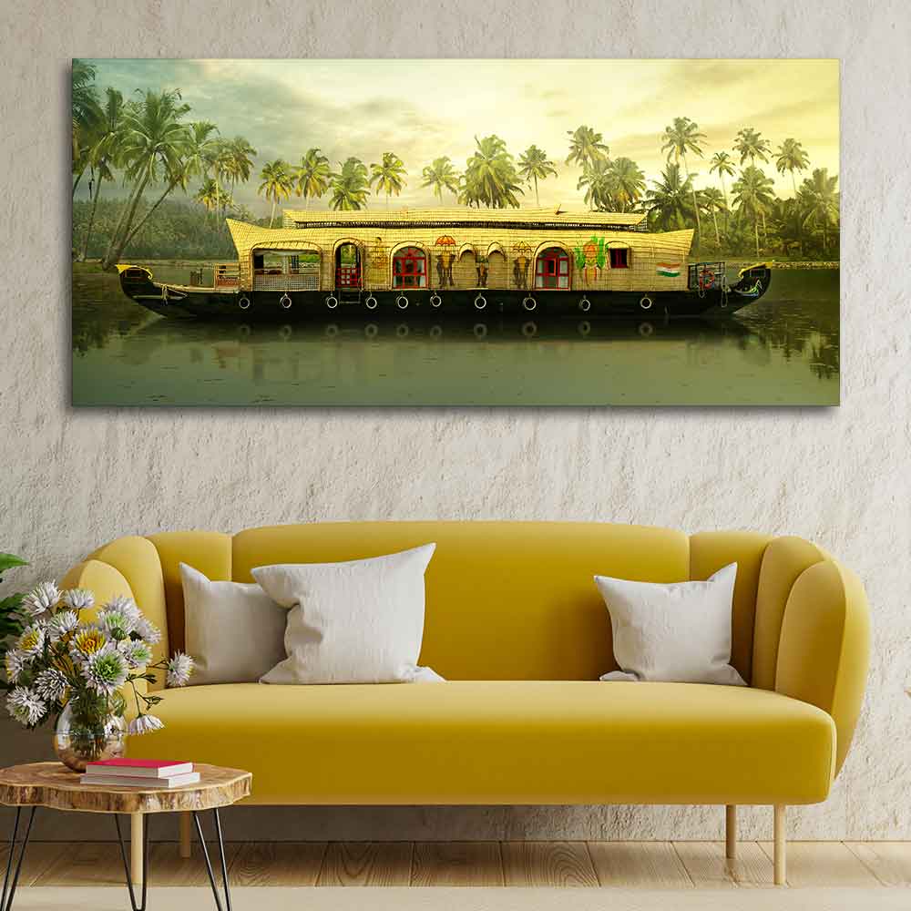 House Boat in Kerala Premium Wall Painting