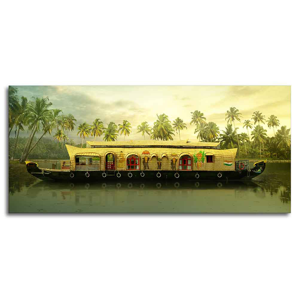 House Boat in Kerala Premium Wall Painting