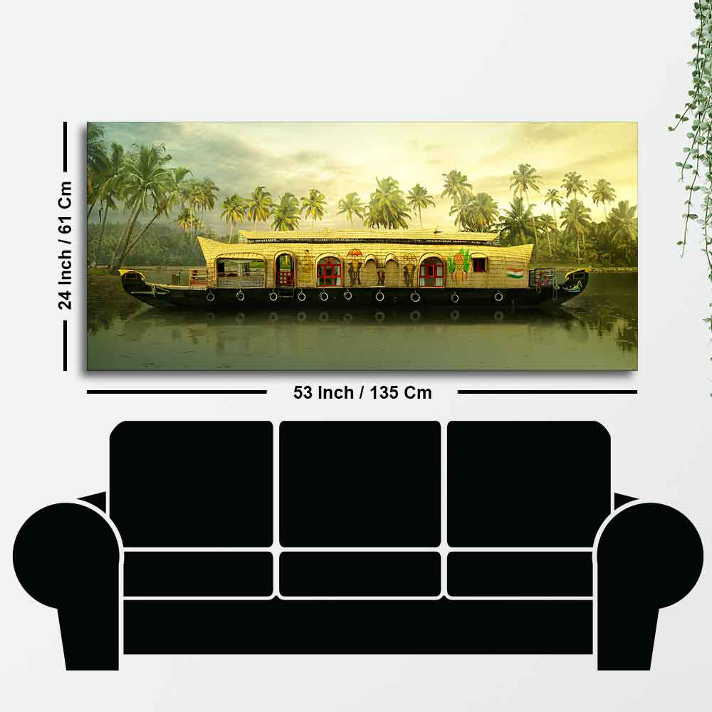 House Boat in Kerala Premium Wall Painting