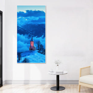 House on Mountain Floating Canvas Wall Painting