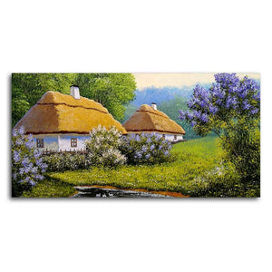 Huts in Old Village Canvas Wall Painting