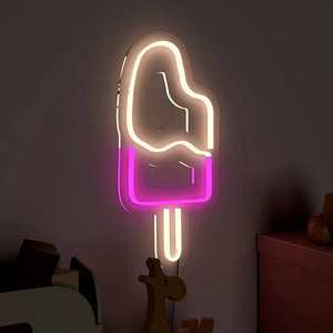 Ice Cream Stick Pink & White LED Neon Light