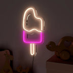 Ice Cream Stick Pink & White LED Neon Light
