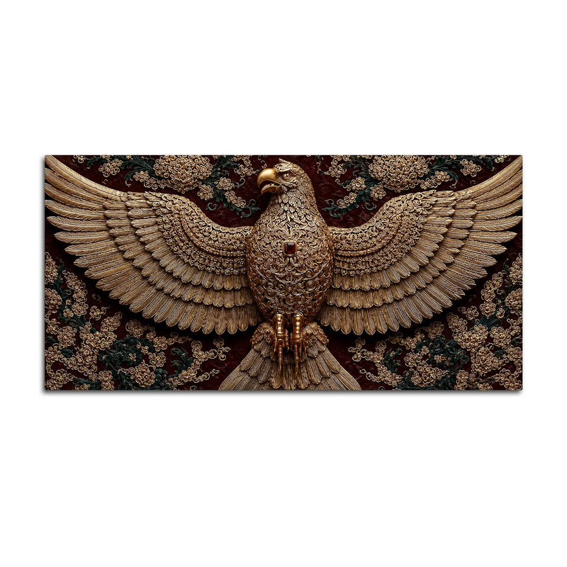 Imperial Golden Eagle Emblem Premium 3D Canvas Wall Painting