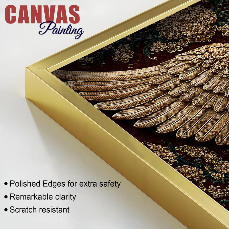 Imperial Golden Eagle Emblem Premium 3D Canvas Wall Painting