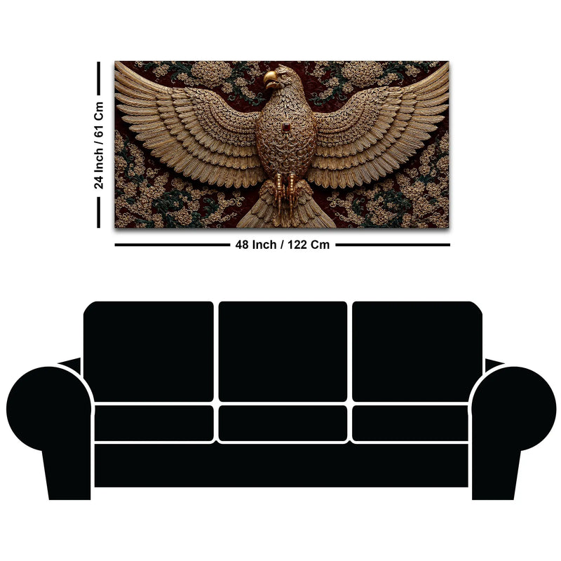 Imperial Golden Eagle Emblem Premium 3D Canvas Wall Painting