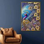 Imperial Peacock Floating Frame Crystal Wall Painting