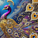 Imperial Peacock Floating Frame Crystal Wall Painting