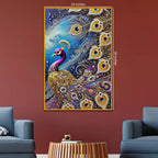 Imperial Peacock Floating Frame Crystal Wall Painting