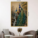 Imperial Peacock Pair Floating Frame Crystal Wall Painting