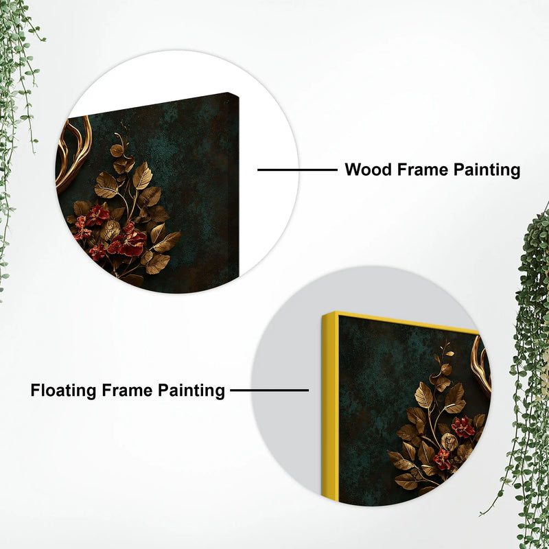 Imperial Stag with Regal Antlers & Crimson Roses 3D Canvas Wall Painting