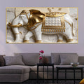 Imperial White Elephant with Golden Armor 3D Canvas Wall Painting