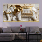 Imperial White Elephant with Golden Armor 3D Canvas Wall Painting