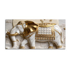 Imperial White Elephant with Golden Armor 3D Canvas Wall Painting