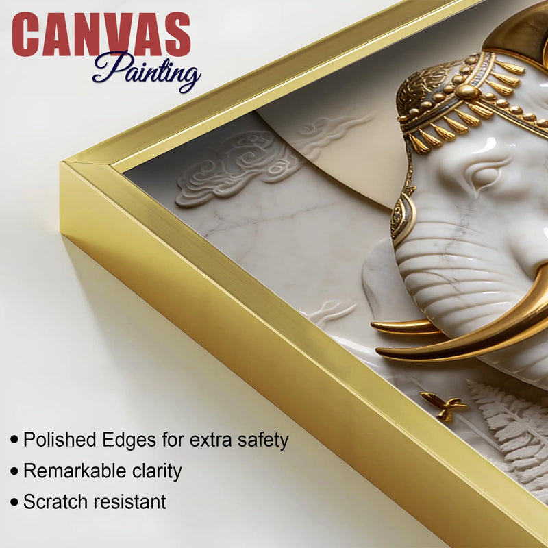 Imperial White Elephant with Golden Armor 3D Canvas Wall Painting