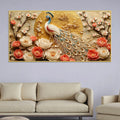 Imperial White Peacock in Blooming Floral Garden 3D Canvas Wall Painting