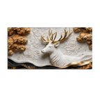 Imperial White Stag with Golden Antlers 3D Canvas Wall Painting