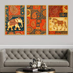 Indian Art Canvas Wall Painting Set of Three
