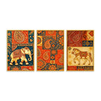 Indian Art Canvas Wall Painting Set of Three