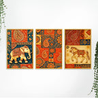 Indian Art Canvas Wall Painting Set of Three