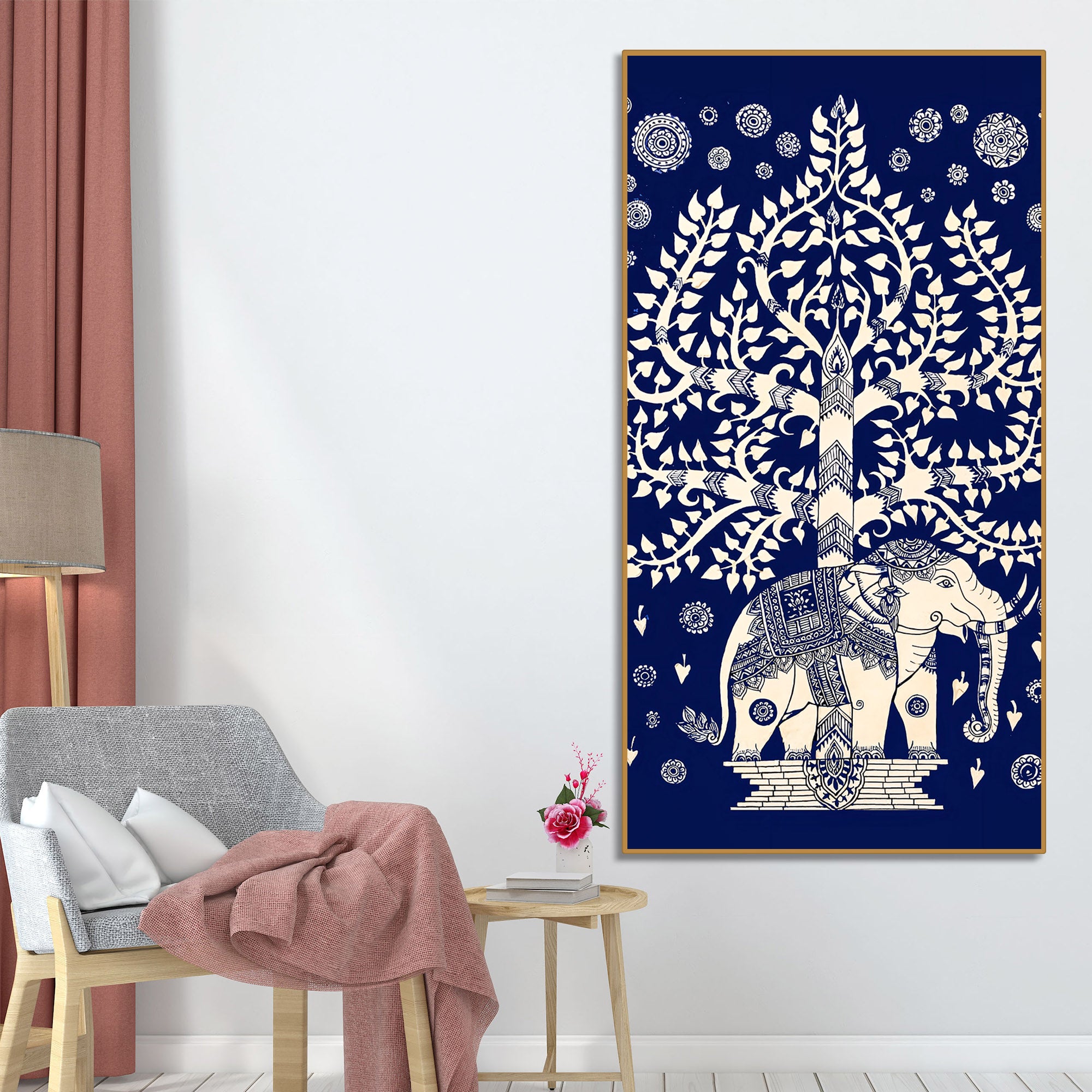 Indian Art Elephant Canvas Painting | Ethnic Indian Art Painting