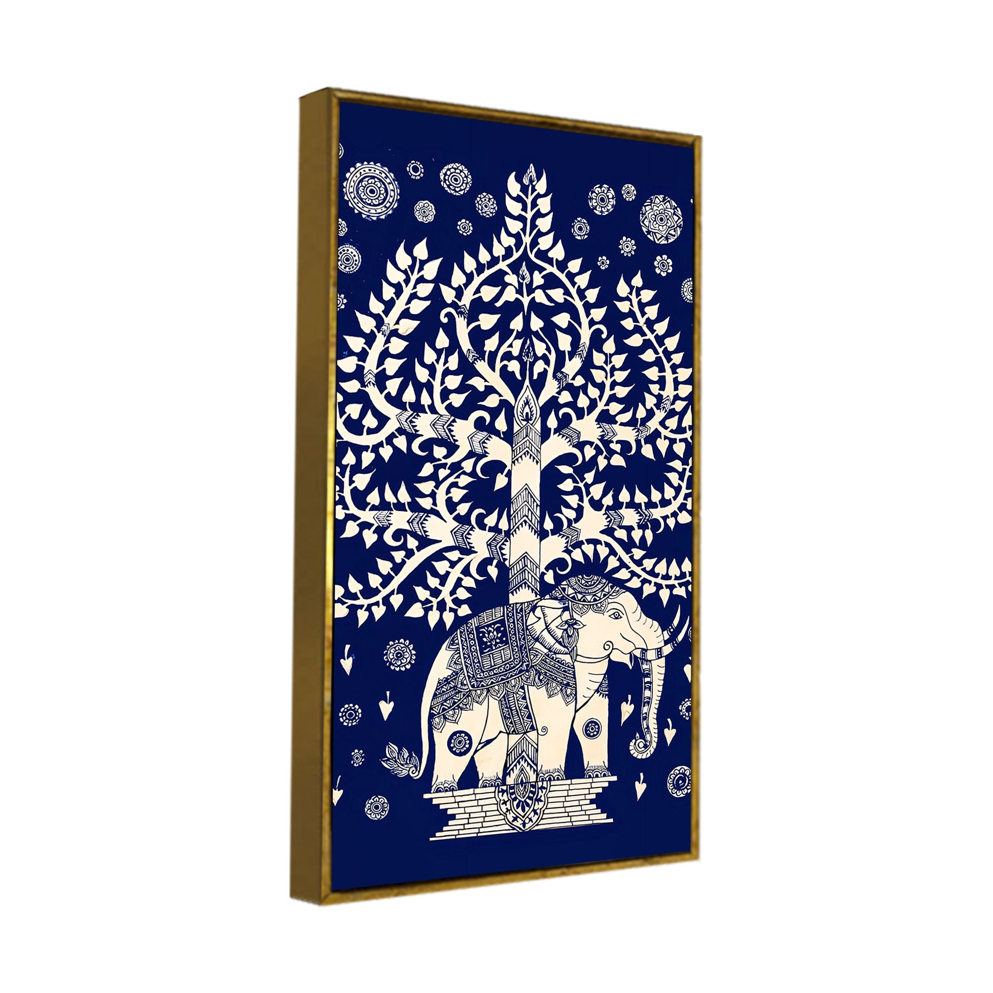 Indian Art Elephant Canvas Painting | Ethnic Indian Art Painting