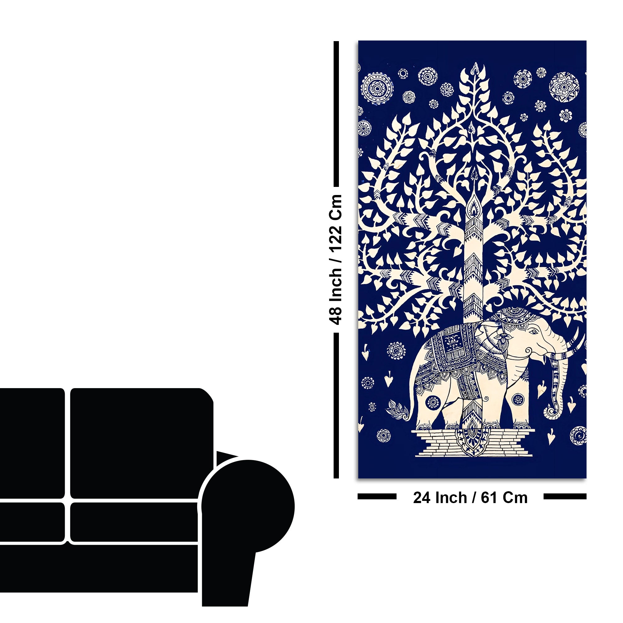 Indian Art Elephant Canvas Painting | Ethnic Indian Art Painting