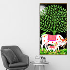 indian-art-kamdhenu-cow-canvas-wall-painting-spiritual-home-decor-gift