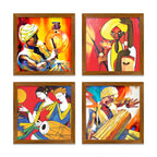 Indian Art Pilgrimage Music Art Wall Frame Set of Four