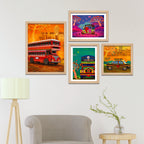 Indian City Life Wall Frame Set of Four
